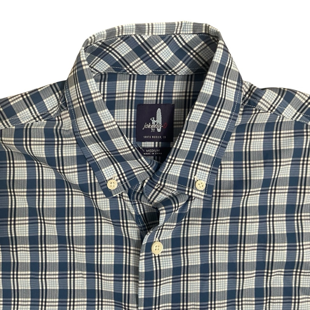 Johnnie-O Navy White Plaid Button Down Shirt Coastal Medium